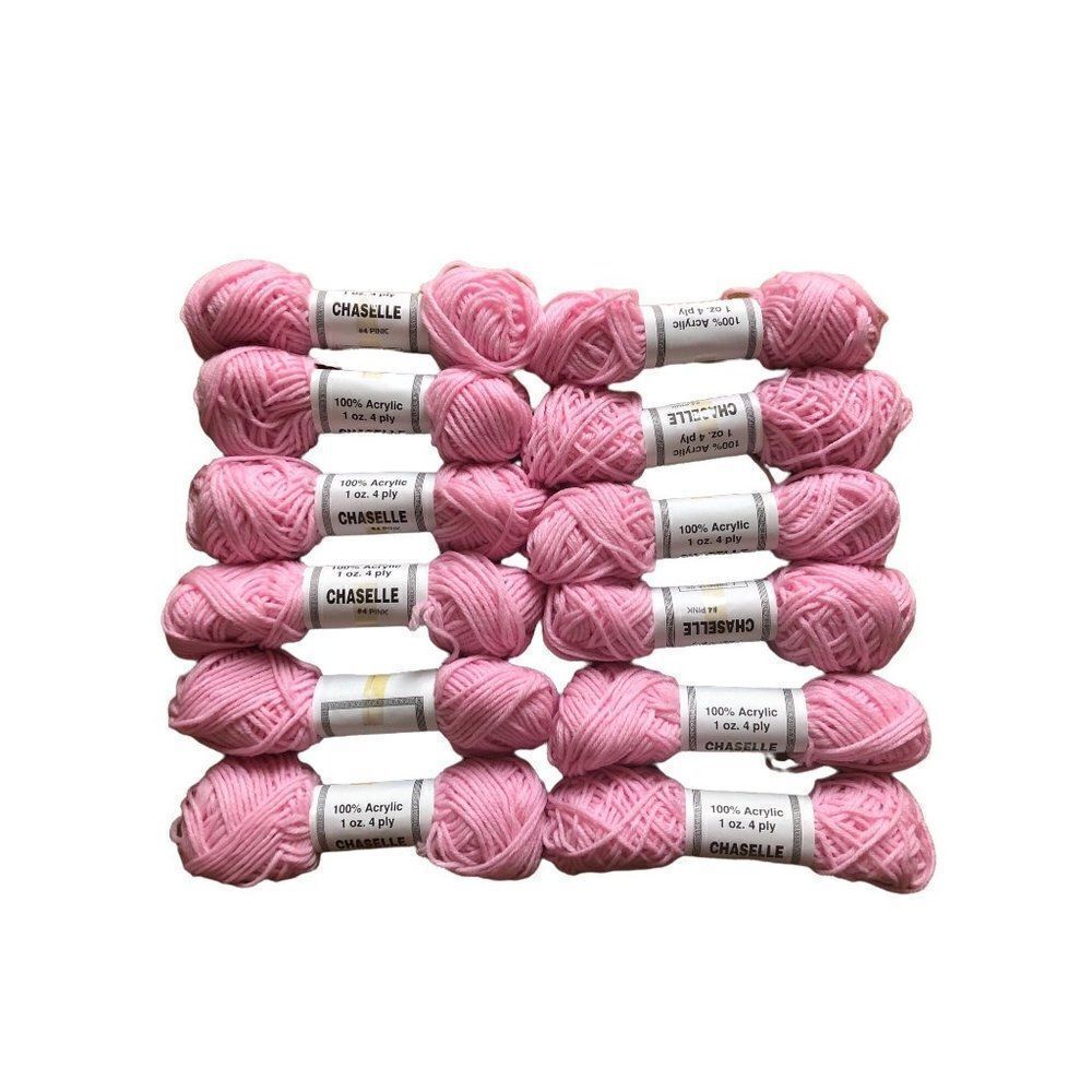 LOT of 12 skeins Acrylic pink yarn Chaselle new